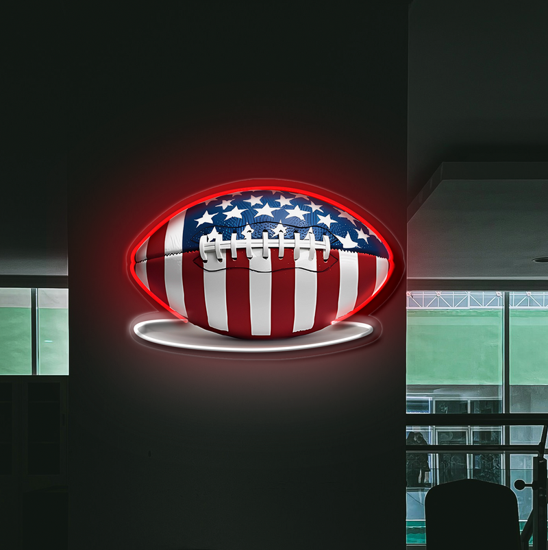 IDEASHOW-American Flag Football Led Neon Sign Light Neon Print UV-Border Lighting Effects