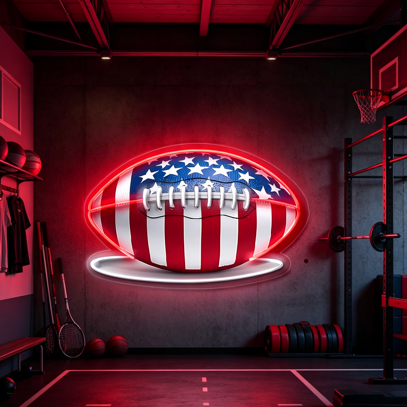 IDEASHOW-American Flag Football Led Neon Sign Light Neon Print UV-Border Lighting Effects