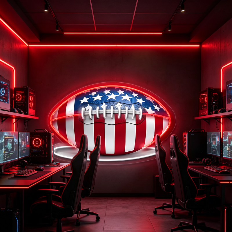 IDEASHOW-American Flag Football Led Neon Sign Light Neon Print UV-Border Lighting Effects