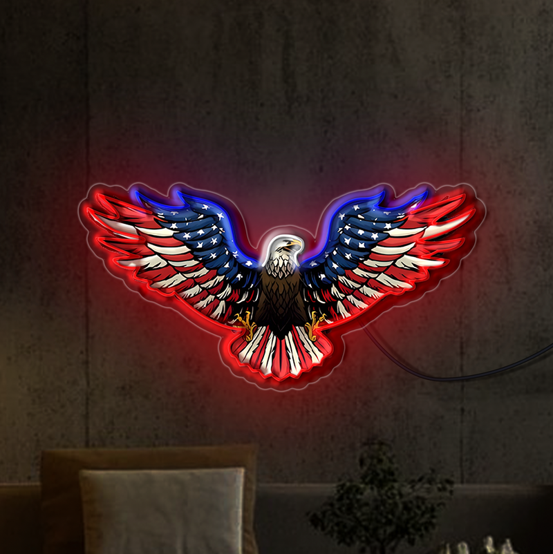 IDEASHOW-Bald Eagle Led Neon Sign Light Neon Print UV-Border Lighting Effects