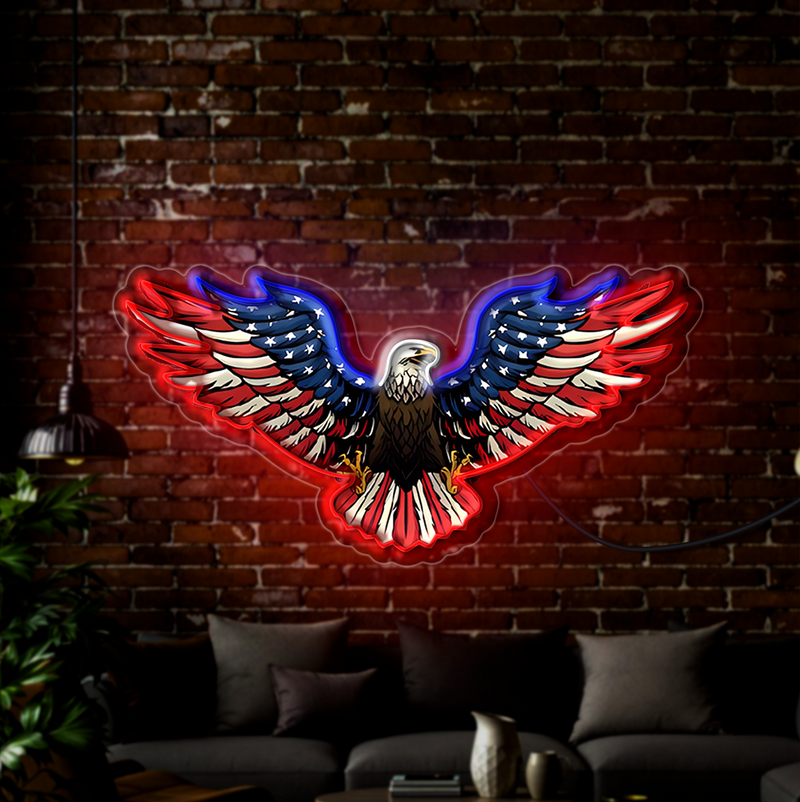 IDEASHOW-Bald Eagle Led Neon Sign Light Neon Print UV-Border Lighting Effects