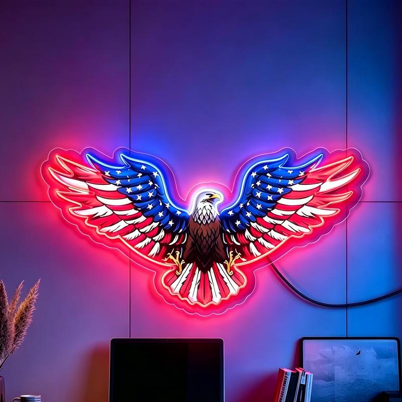 IDEASHOW-Bald Eagle Led Neon Sign Light Neon Print UV-Border Lighting Effects