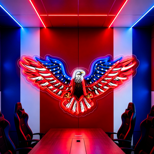 IDEASHOW-Bald Eagle Led Neon Sign Light Neon Print UV-Border Lighting Effects