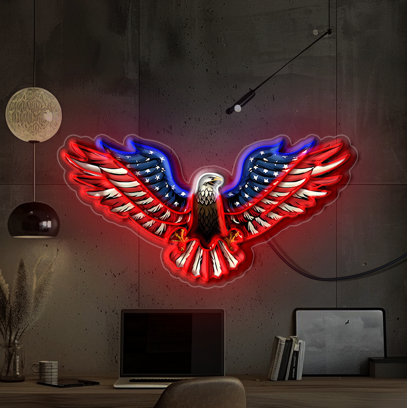 IDEASHOW-Bald Eagle Led Neon Sign Light Neon Print UV-Border Lighting Effects
