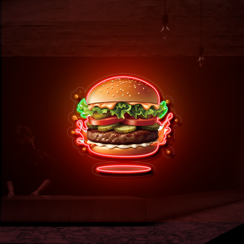 IDEASHOW-Beef Burger Led Neon Sign Light Neon Print UV-Border Lighting Effects