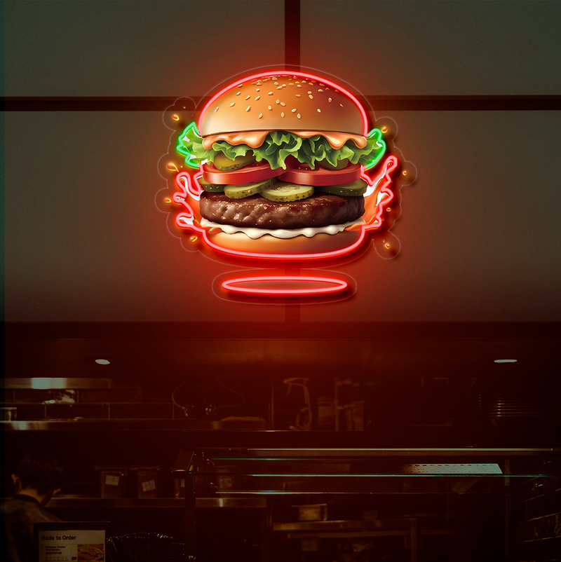 IDEASHOW-Beef Burger Led Neon Sign Light Neon Print UV-Border Lighting Effects