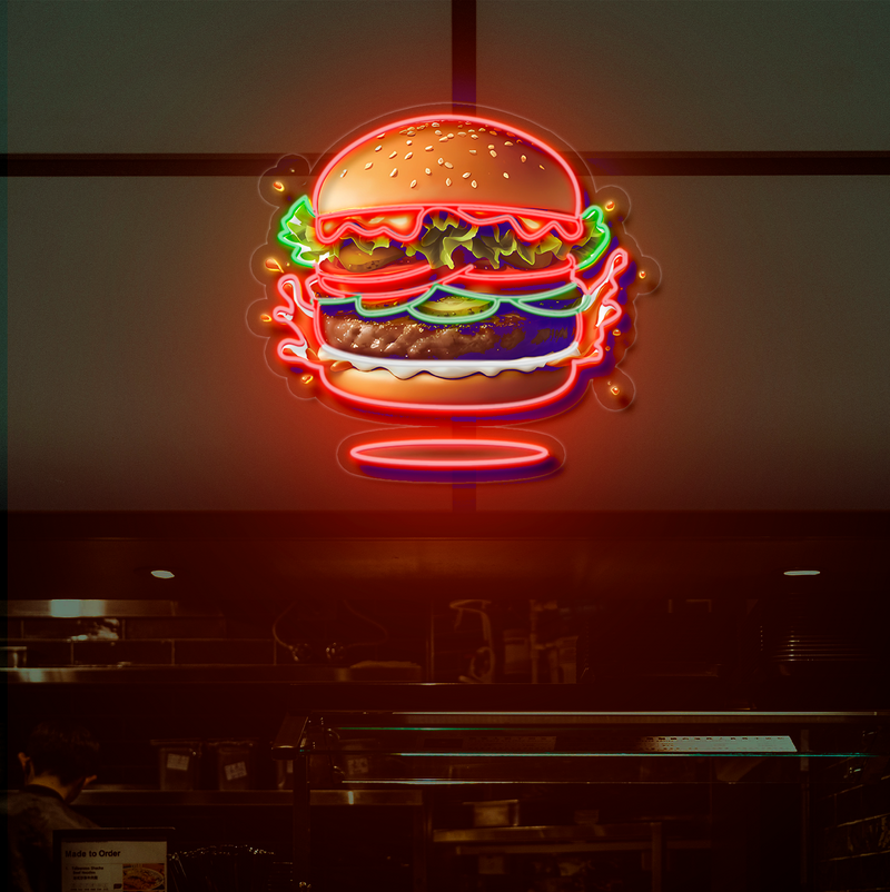 IDEASHOW-Beef Burger Led Neon Sign Light Neon Print UV-Border Lighting Effects