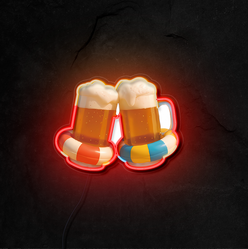 IDEASHOW-Clinking Beer Glasses Led Neon Sign Light Neon Print UV-Border Lighting Effects