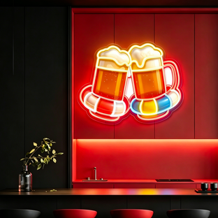 IDEASHOW-Clinking Beer Glasses Led Neon Sign Light Neon Print UV-Border Lighting Effects