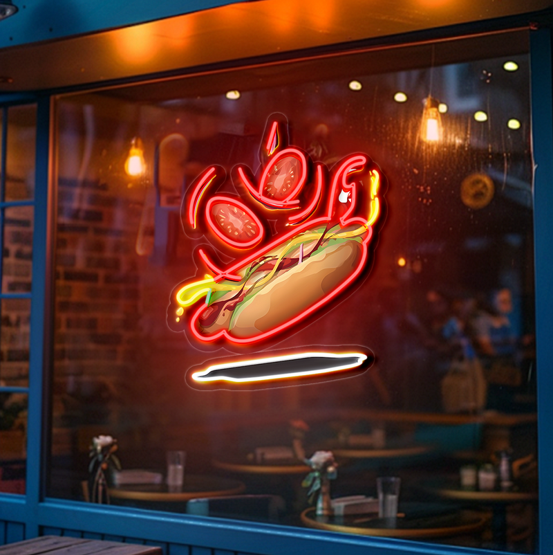 IDEASHOW-Hot Dog Led Neon Sign Light Neon Print UV-Border Lighting Effects