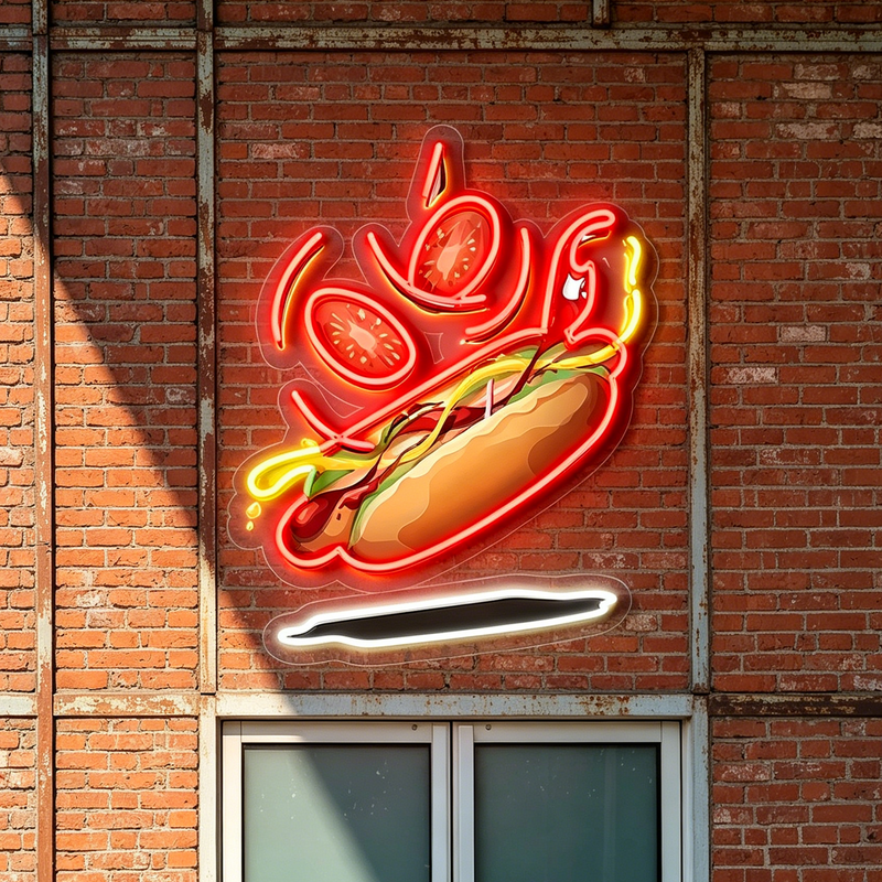 IDEASHOW-Hot Dog Led Neon Sign Light Neon Print UV-Border Lighting Effects