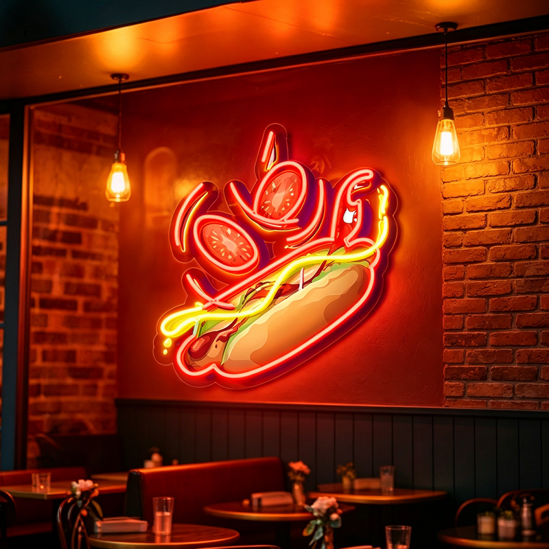 IDEASHOW-Hot Dog Led Neon Sign Light Neon Print UV-Border Lighting Effects
