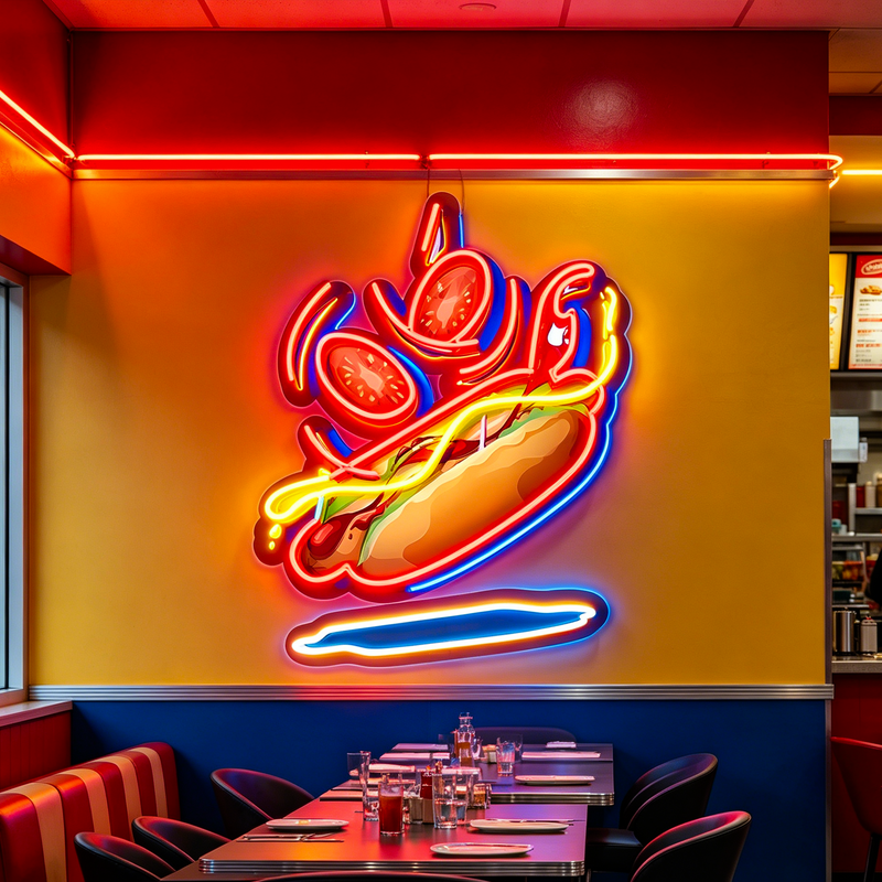IDEASHOW-Hot Dog Led Neon Sign Light Neon Print UV-Border Lighting Effects