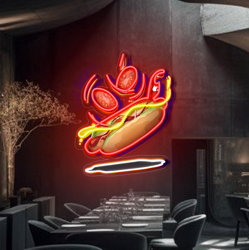 IDEASHOW-Hot Dog Led Neon Sign Light Neon Print UV-Border Lighting Effects