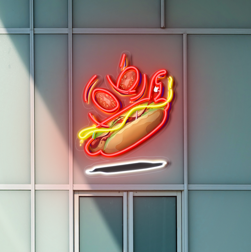 IDEASHOW-Hot Dog Led Neon Sign Light Neon Print UV-Border Lighting Effects