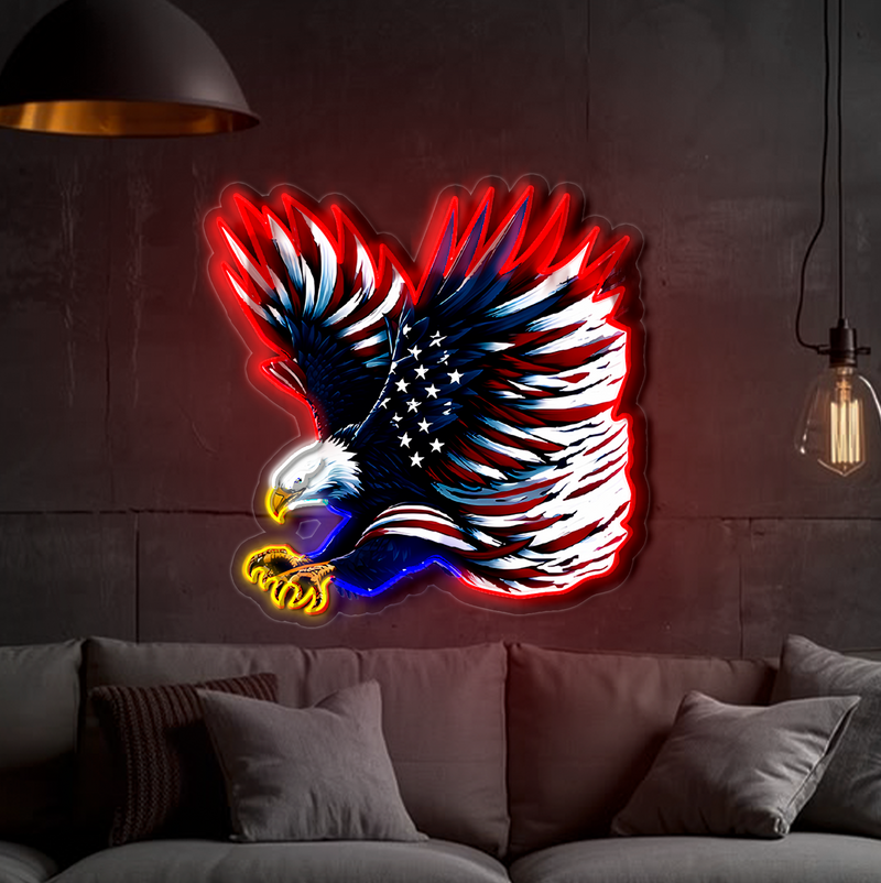 IDEASHOW-Hunting Bald Eagle Led Neon Sign Light Neon Print UV-Border Lighting Effects
