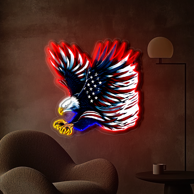IDEASHOW-Hunting Bald Eagle Led Neon Sign Light Neon Print UV-Border Lighting Effects