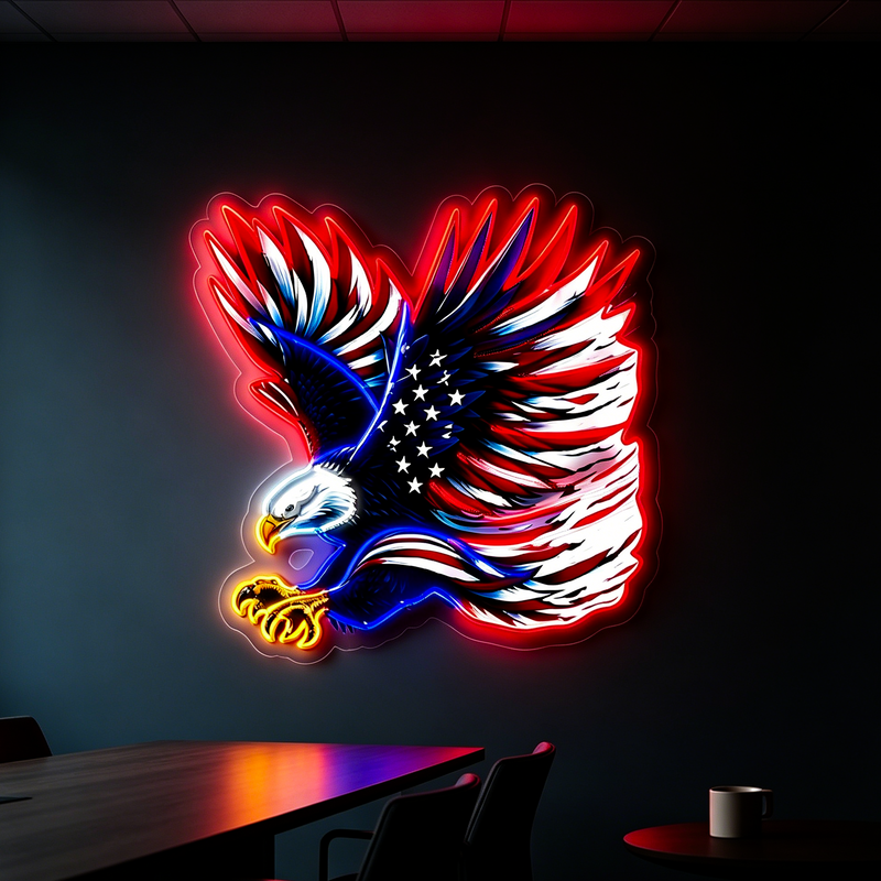 IDEASHOW-Hunting Bald Eagle Led Neon Sign Light Neon Print UV-Border Lighting Effects