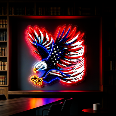IDEASHOW-Hunting Bald Eagle Led Neon Sign Light Neon Print UV-Border Lighting Effects
