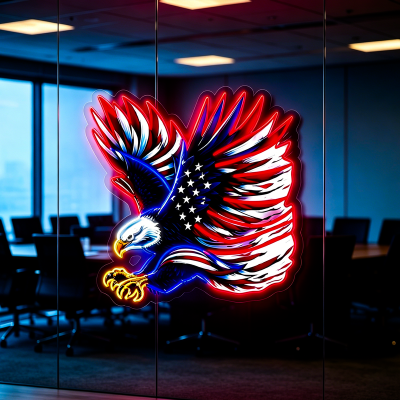 IDEASHOW-Hunting Bald Eagle Led Neon Sign Light Neon Print UV-Border Lighting Effects