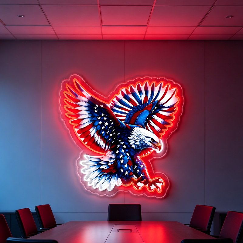 IDEASHOW-Hunting the American Eagle Led Neon Sign Light Neon Print UV-Border Lighting Effects