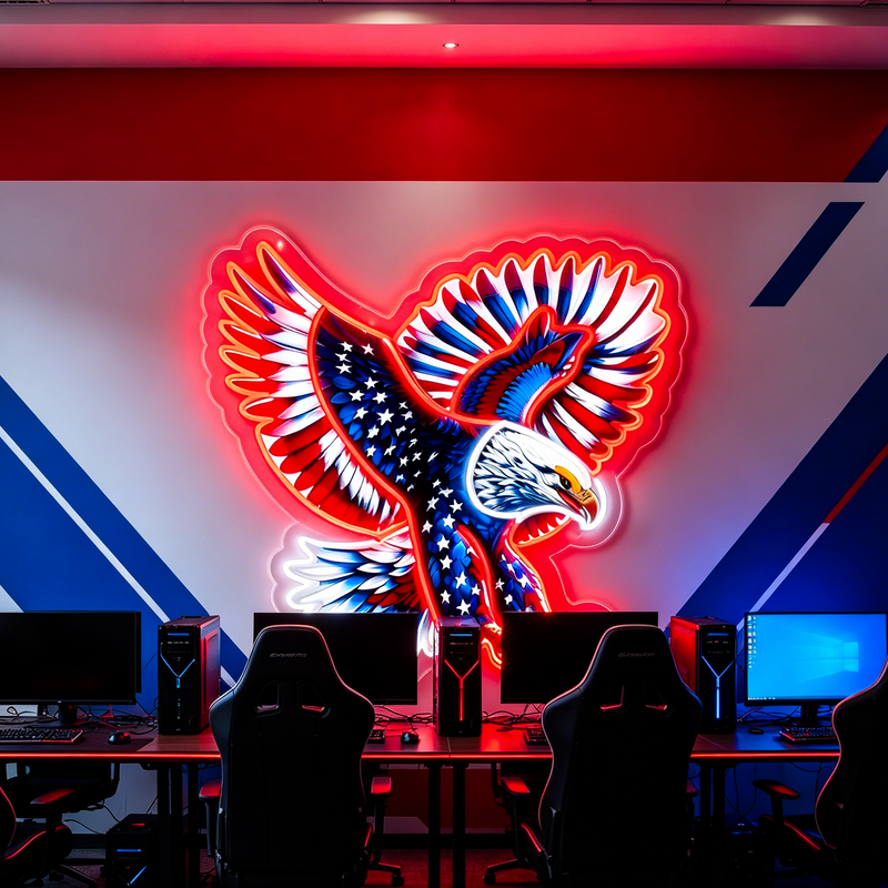 IDEASHOW-Hunting the American Eagle Led Neon Sign Light Neon Print UV-Border Lighting Effects