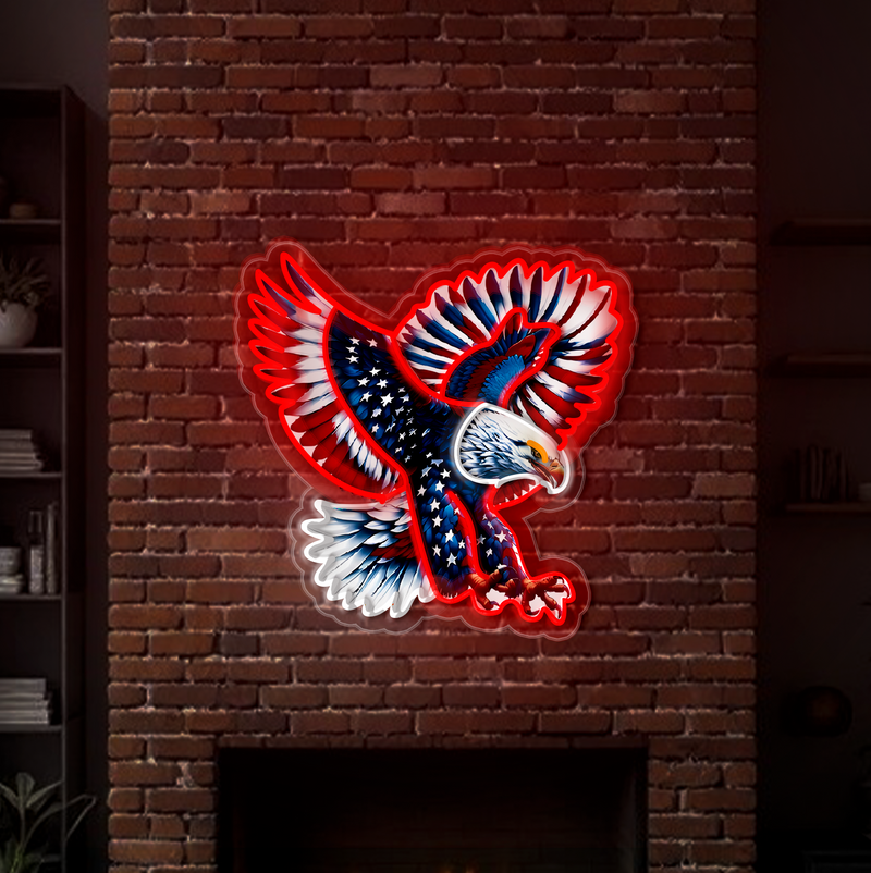 IDEASHOW-Hunting the American Eagle Led Neon Sign Light Neon Print UV-Border Lighting Effects