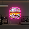 IDEASHOW-Pink Burger Led Neon Sign Light Neon Print UV-Border Lighting Effects