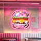IDEASHOW-Pink Burger Led Neon Sign Light Neon Print UV-Border Lighting Effects