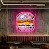 IDEASHOW-Pink Burger Led Neon Sign Light Neon Print UV-Border Lighting Effects