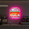IDEASHOW-Pink Burger Led Neon Sign Light Neon Print UV-Border Lighting Effects