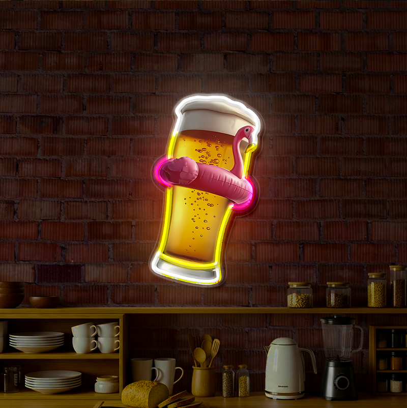IDEASHOW-Pink Swim Ring Beer Led Neon Sign Light Neon Print UV-Border Lighting Effects