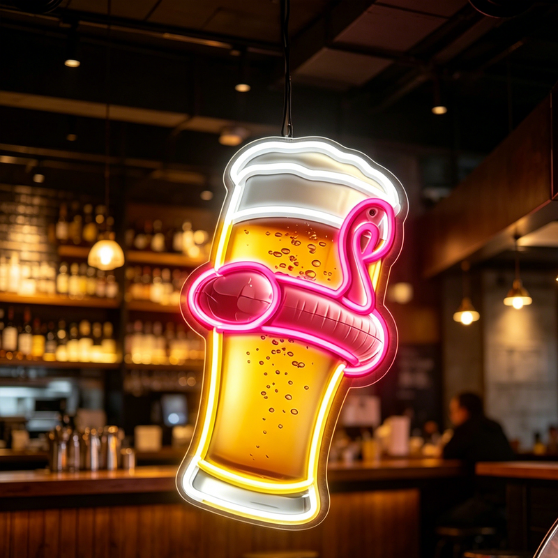 IDEASHOW-Pink Swim Ring Beer Led Neon Sign Light Neon Print UV-Border Lighting Effects