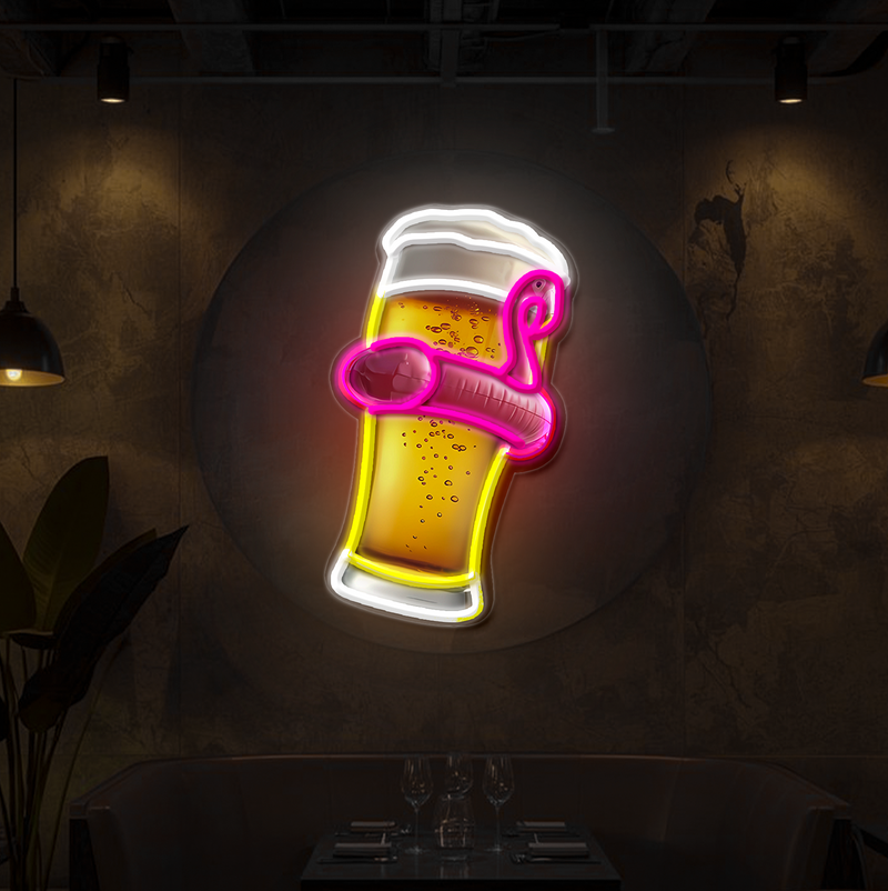 IDEASHOW-Pink Swim Ring Beer Led Neon Sign Light Neon Print UV-Border Lighting Effects