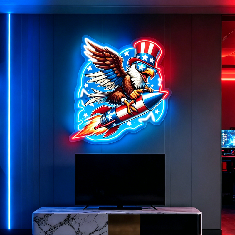 IDEASHOW-Rocket Hawk Led Neon Sign Light Neon Print UV-Border Lighting Effects