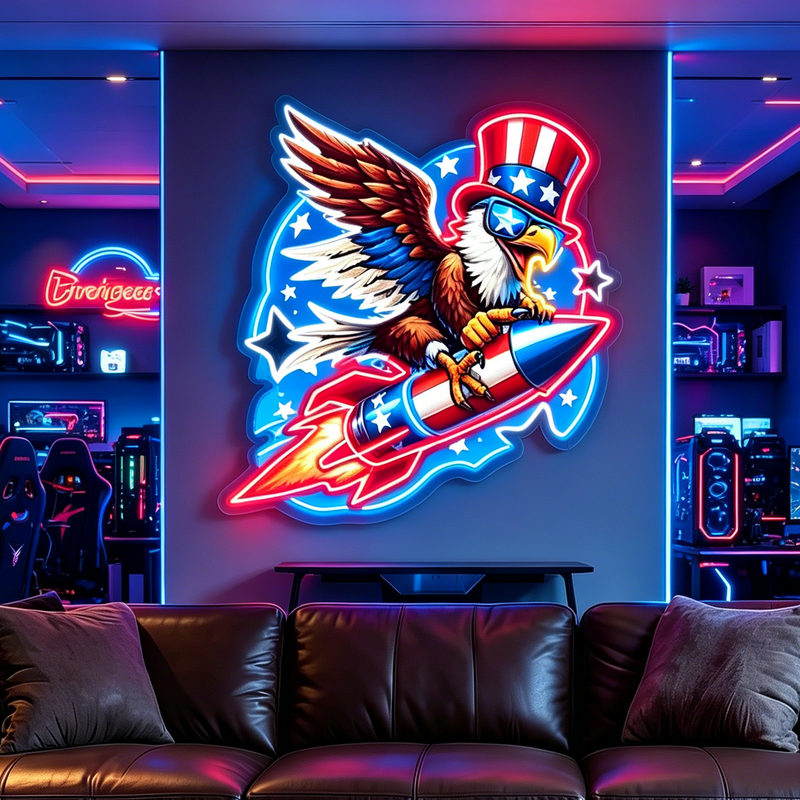 IDEASHOW-Rocket Hawk Led Neon Sign Light Neon Print UV-Border Lighting Effects