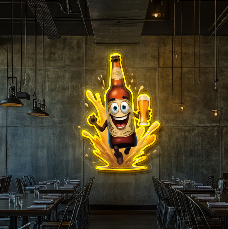 IDEASHOW-The Beer Man Led Neon Sign Light Neon Print UV-Border Lighting Effects