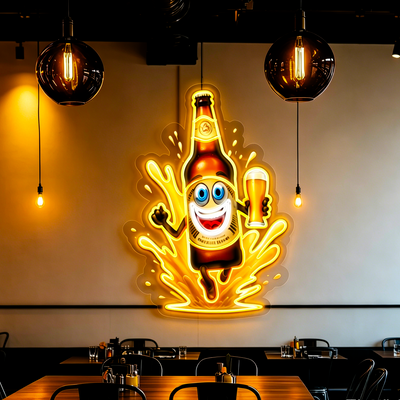 IDEASHOW-The Beer Man Led Neon Sign Light Neon Print UV-Border Lighting Effects