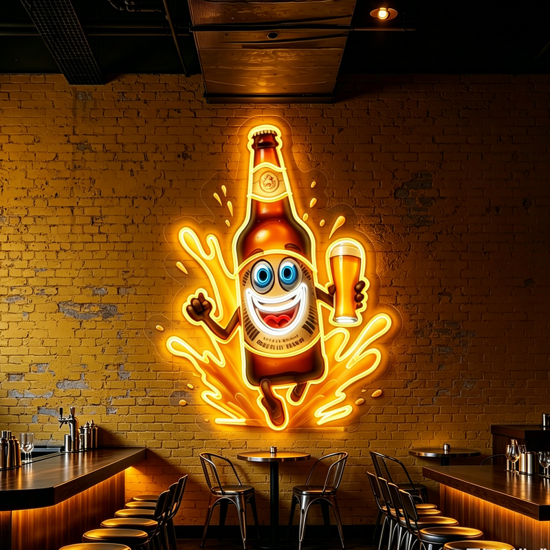 IDEASHOW-The Beer Man Led Neon Sign Light Neon Print UV-Border Lighting Effects