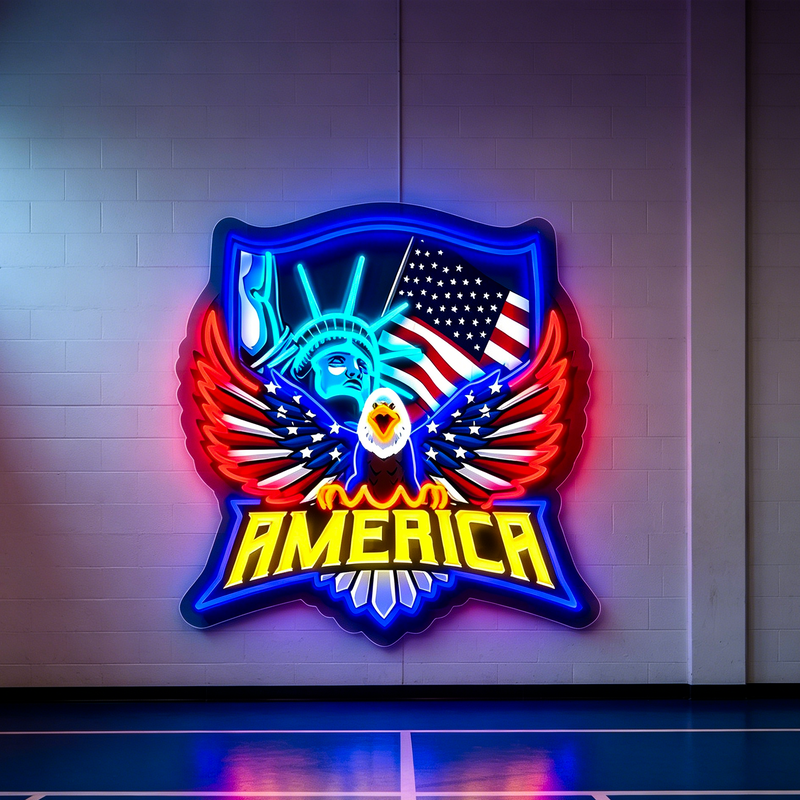 IDEASHOW-The Statue of Liberty and the Eagle Led Neon Sign Light Neon Print UV-Border Lighting Effects