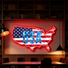 IDEASHOW-USA Flag Map Led Neon Sign Light Neon Print UV-Border Lighting Effects