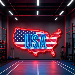 IDEASHOW-USA Flag Map Led Neon Sign Light Neon Print UV-Border Lighting Effects