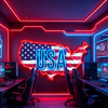 IDEASHOW-USA Flag Map Led Neon Sign Light Neon Print UV-Border Lighting Effects