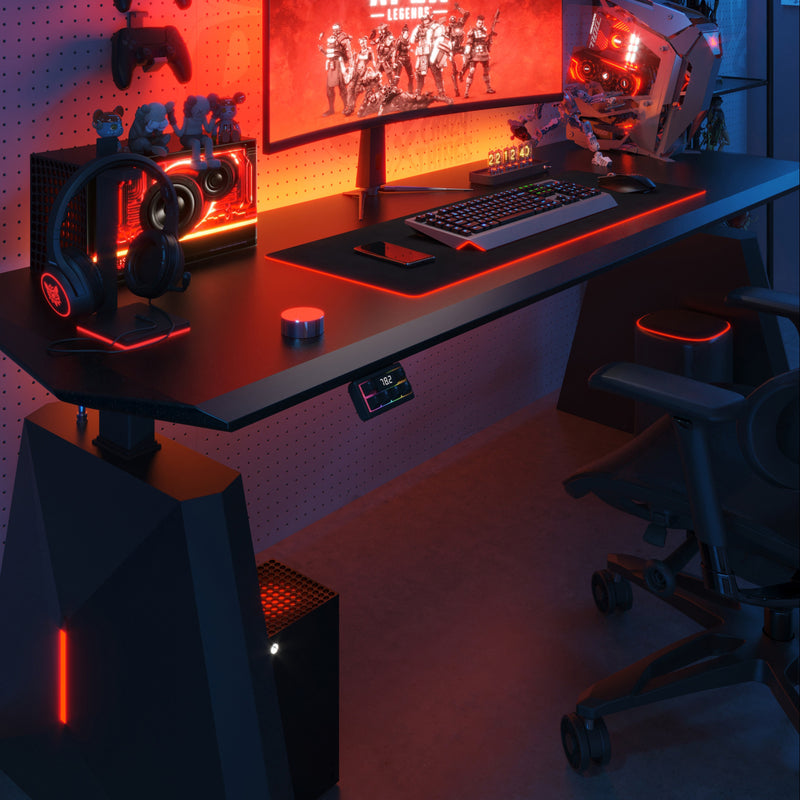 Standing Gaming Desk with RGB Lighting Home Office Table Dural motor
