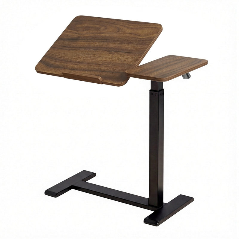Overbed Table with Wheels Pneumatic Height Adjustable Tilting Desktop Mobile Standing Desk Rolling Laptop Desk for Bed Sofa or Hospital Use