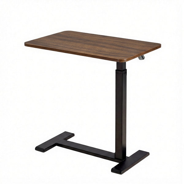Overbed Table with Wheels Pneumatic Height Adjustable Tilting Desktop Mobile Standing Desk Rolling Laptop Desk for Bed Sofa or Hospital Use