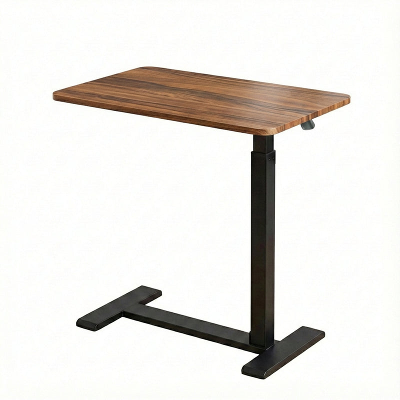 Overbed Table with Wheels Pneumatic Height Adjustable Tilting Desktop Mobile Standing Desk Rolling Laptop Desk for Bed Sofa or Hospital Use