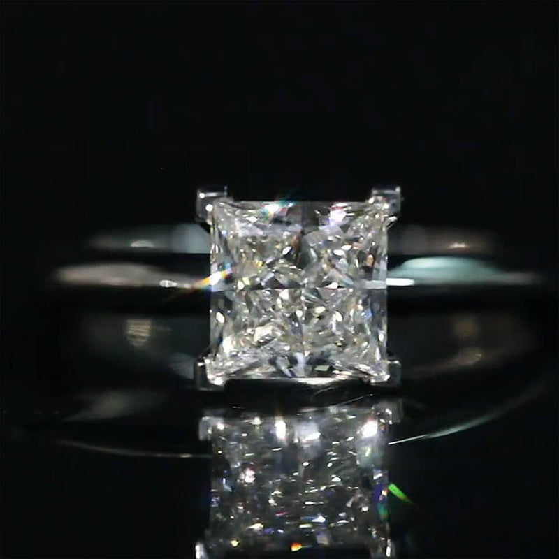 Aureline-Jewelry 1.1 CT Princess Cut Lab Grown Diamond Solitaire Engagement Ring