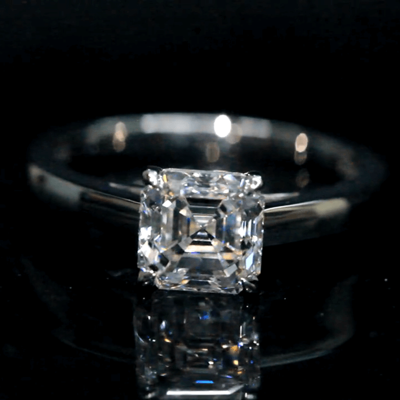 Aureline-Jewelry 1 Carat Asscher Cut Lab Grown Diamond Solitaire Ring