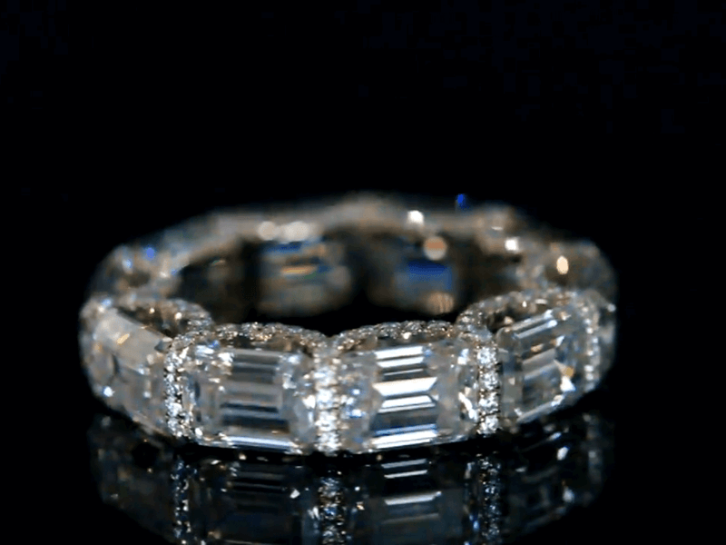 Aureline-Jewelry 10 CTW Lab-Grown Emerald-Cut Diamond Eternity Band Ring